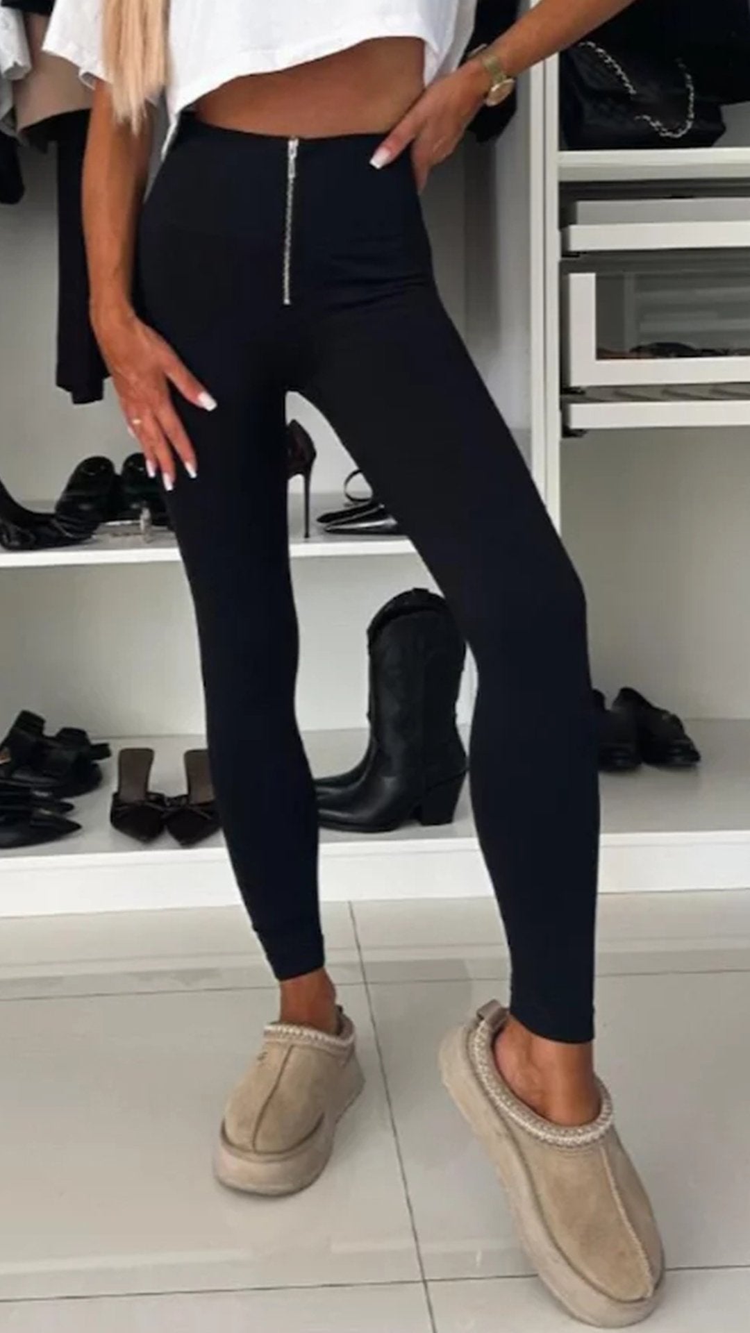 Women's Casual Sports Zipper Leggings