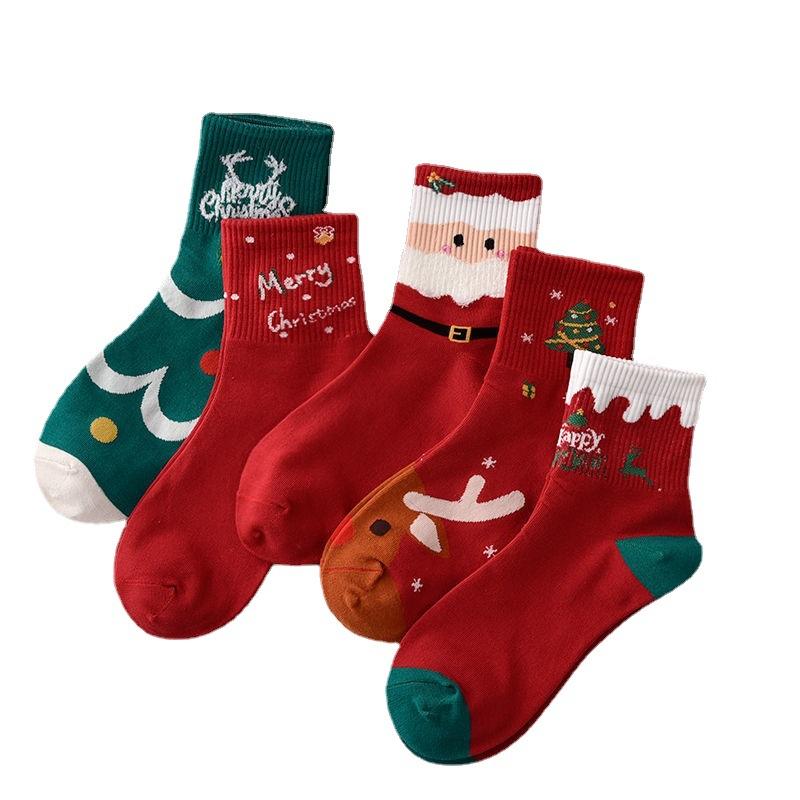 Women's Christmas Midtube Red Year A Pair of Birth Socks Random