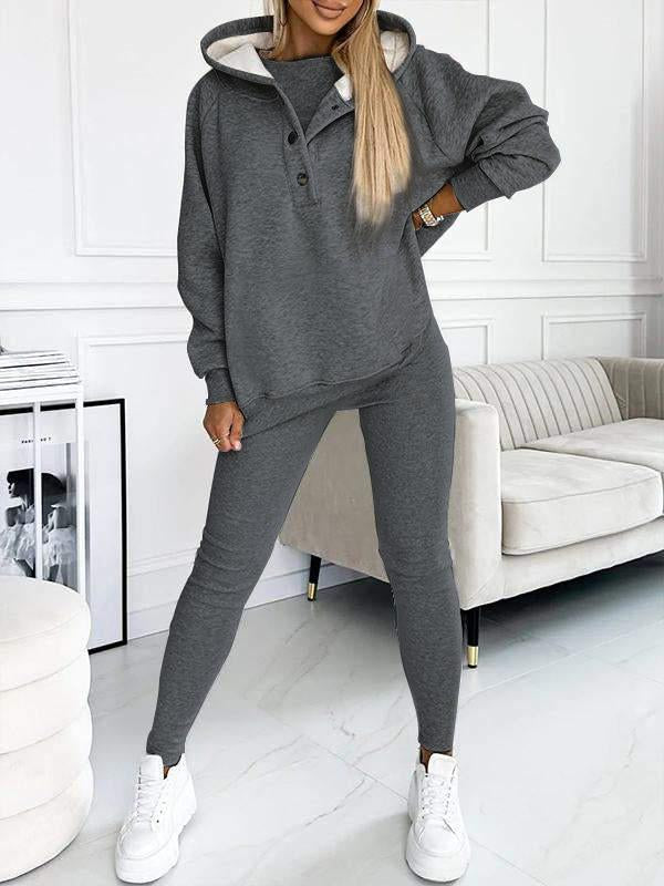 Women Plus Size Hooded Casual and Comfortable Sweatshirt Two-piece Suit