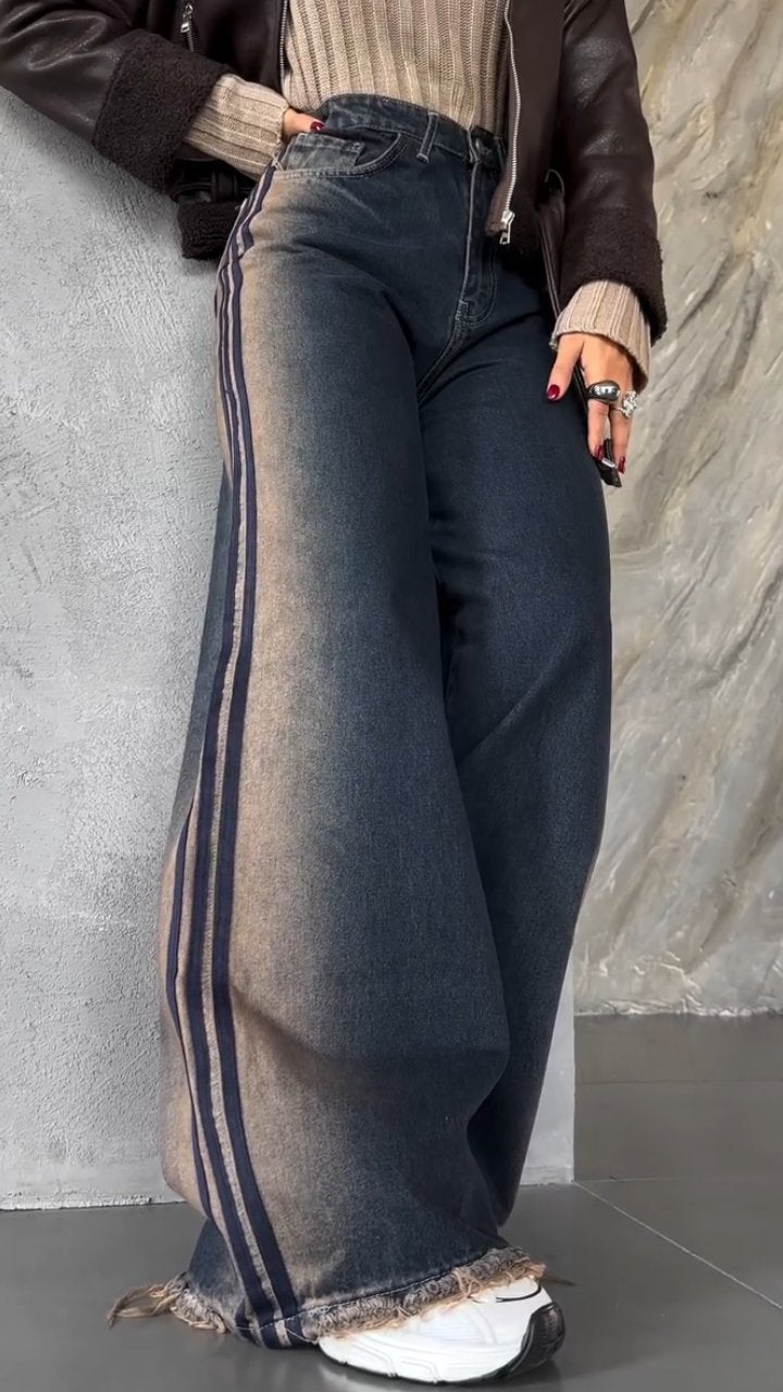 Women's Striped Print Gradient Casual Trousers