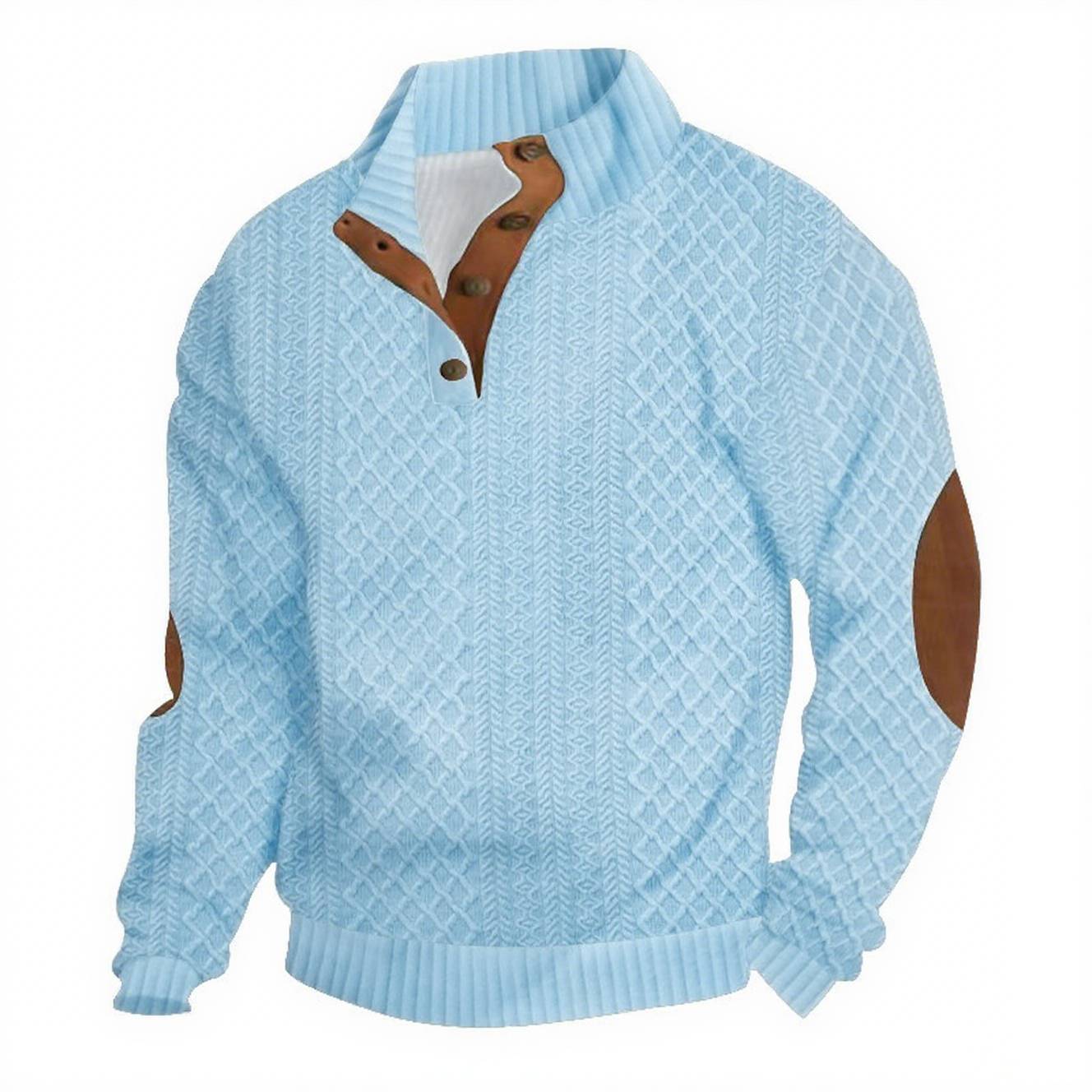 Men's Stand-up Collar Long Sleeve Casual Outdoor Sweatshirt Jacquard Knit Sweatshirt