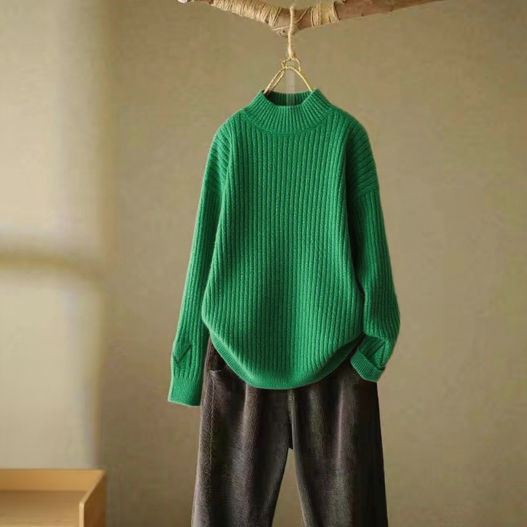 Round Neck Vertical Striped Skin Friendly Soft Cashmere Sweater