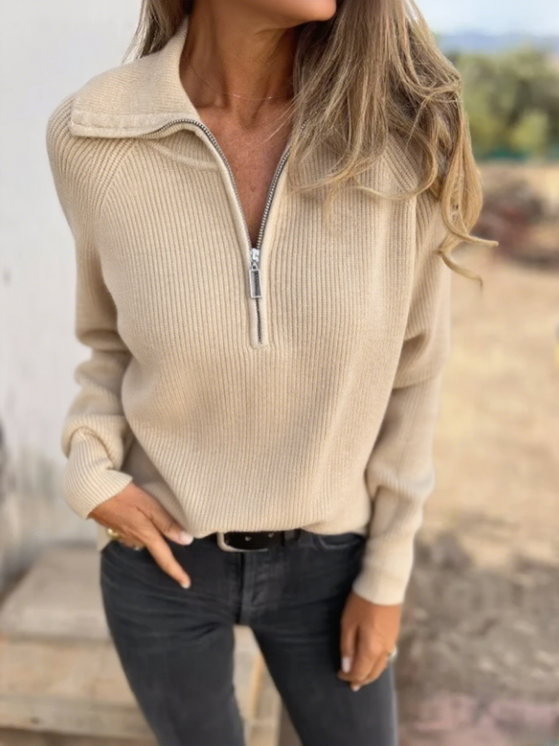 2025 new casual long-sleeved zipper pullover sweater