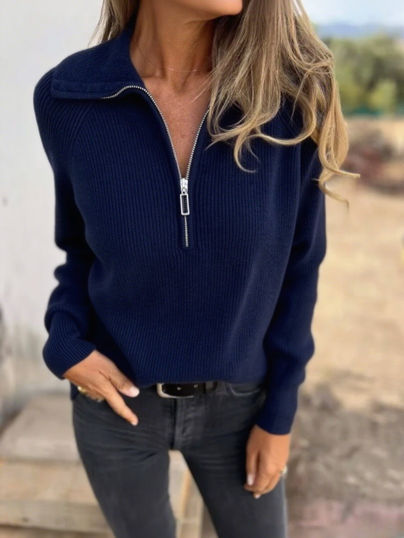 2025 new casual long-sleeved zipper pullover sweater