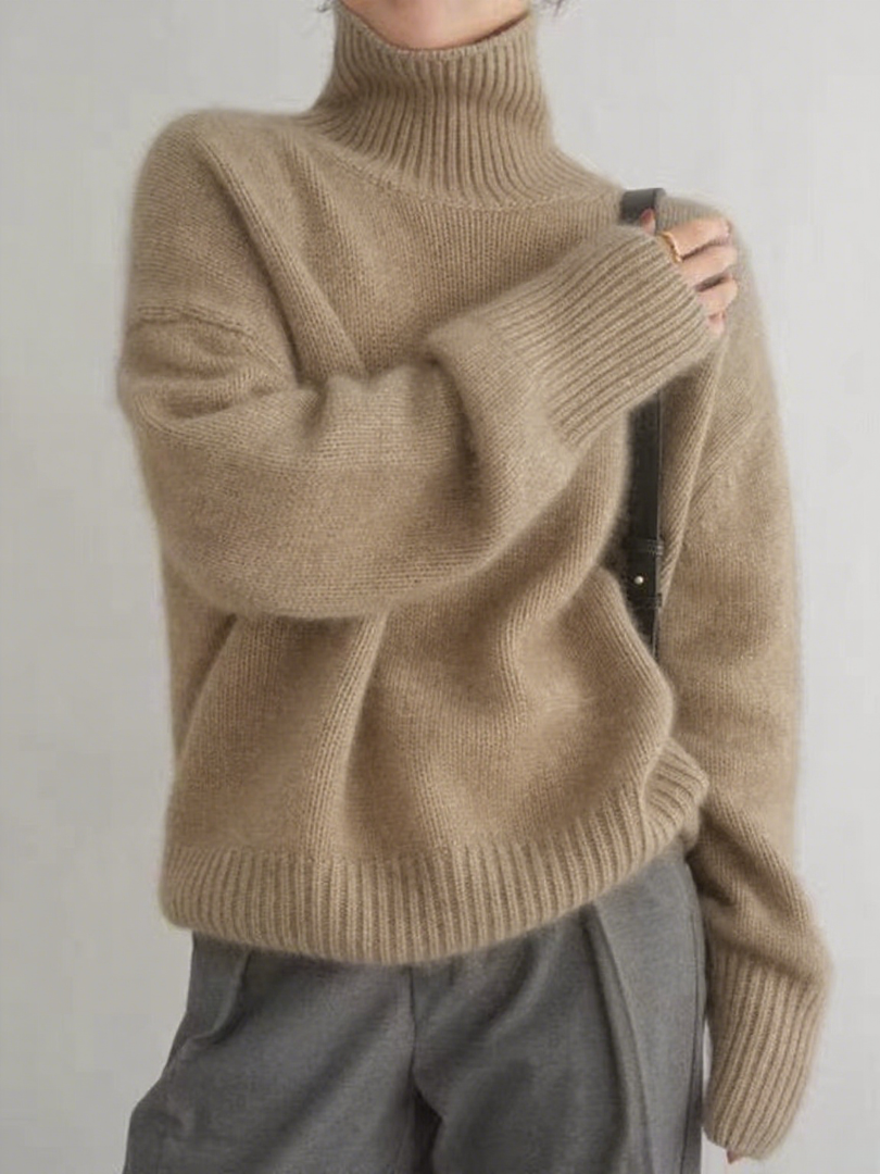 Loose Skin Friendly High Neck Cashmere Sweater