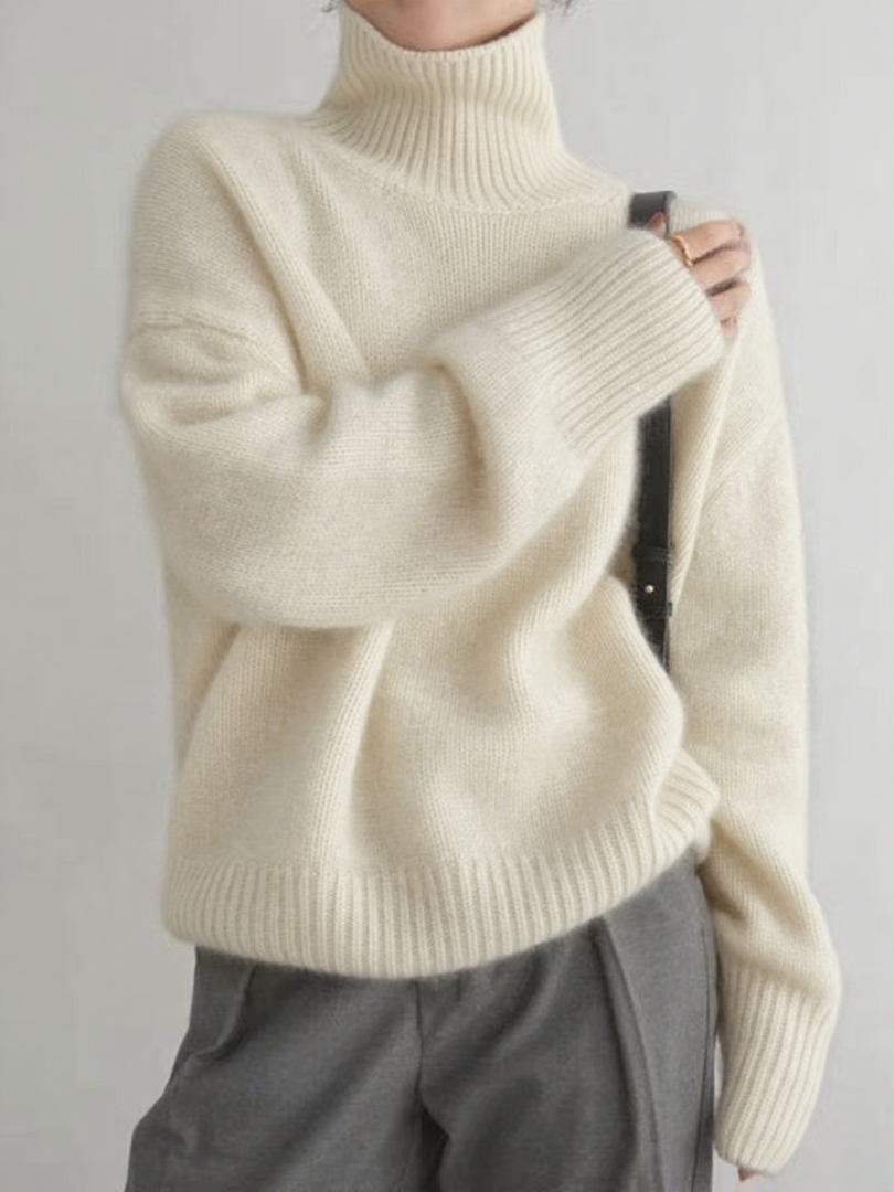 Loose Skin Friendly High Neck Cashmere Sweater
