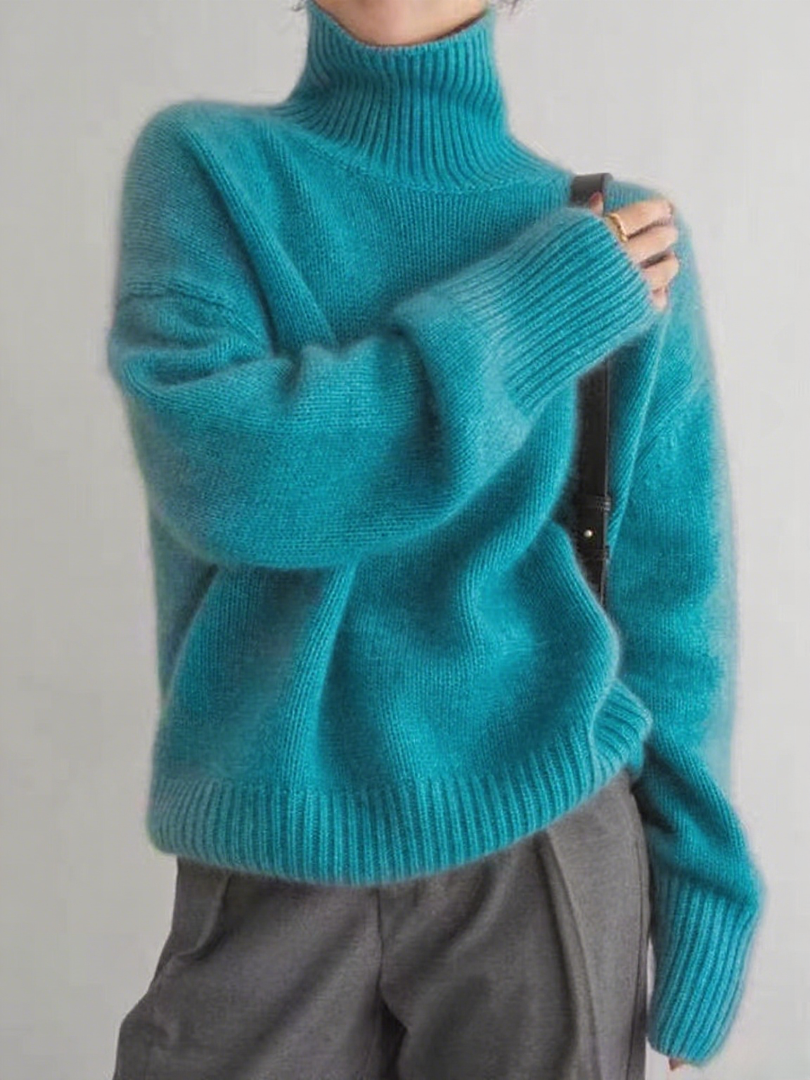Loose Skin Friendly High Neck Cashmere Sweater