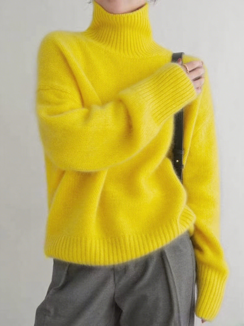 Loose Skin Friendly High Neck Cashmere Sweater