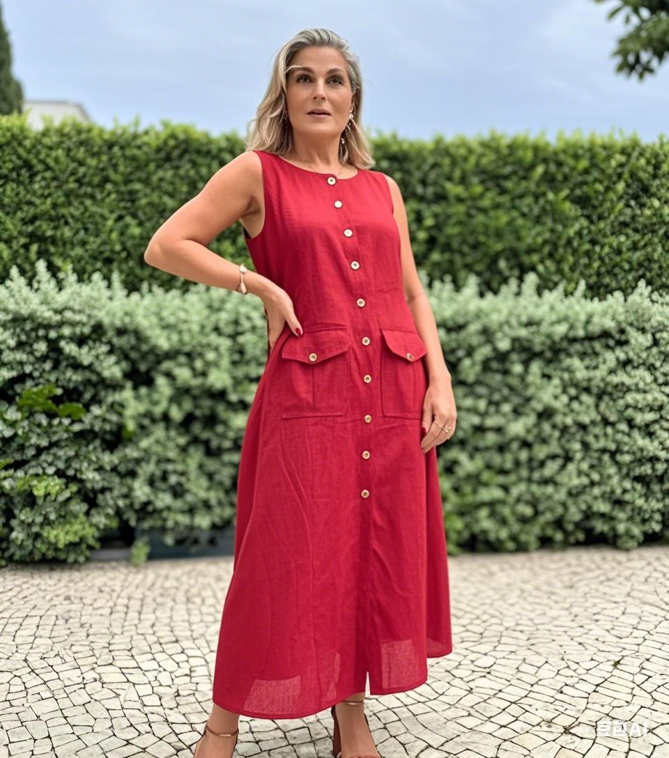 New Cotton And Linen Sleeveless Long Dress