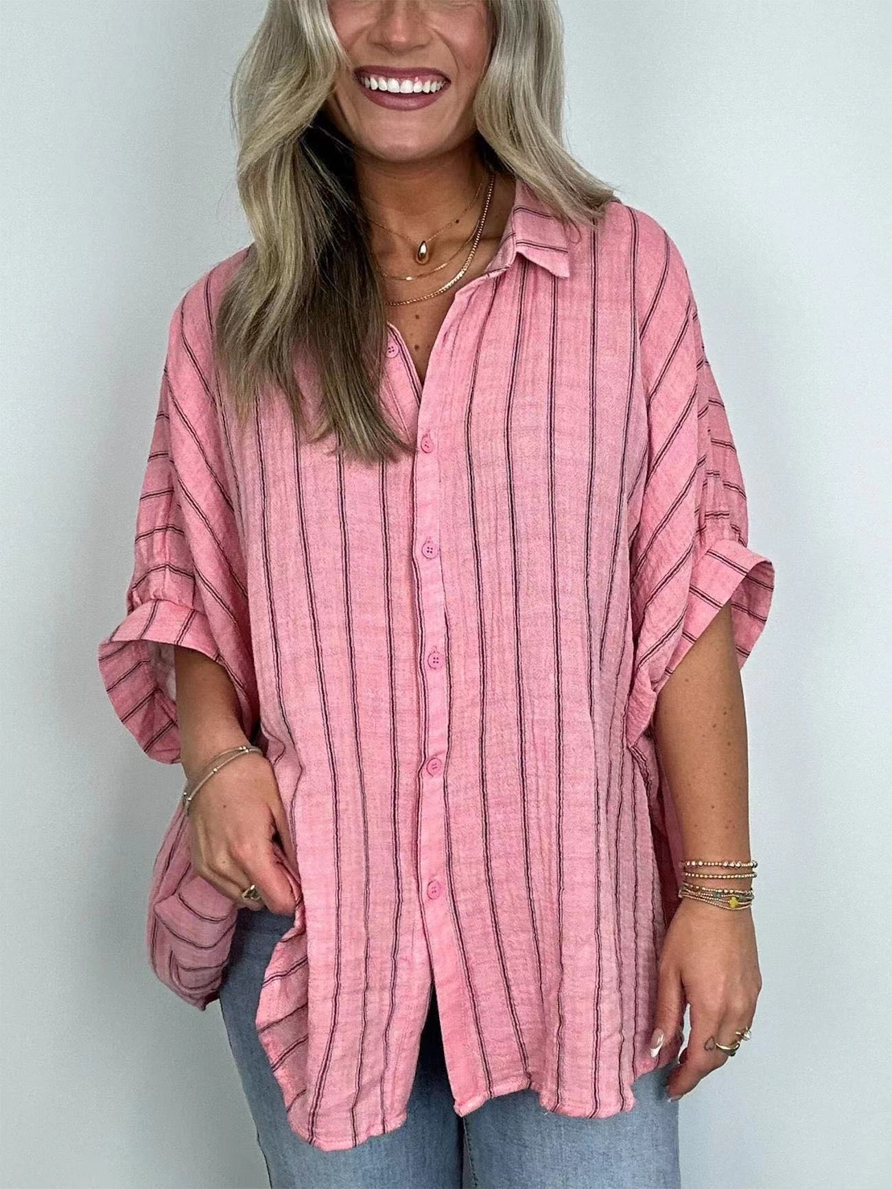 Striped Printed Loose Casual Shirt