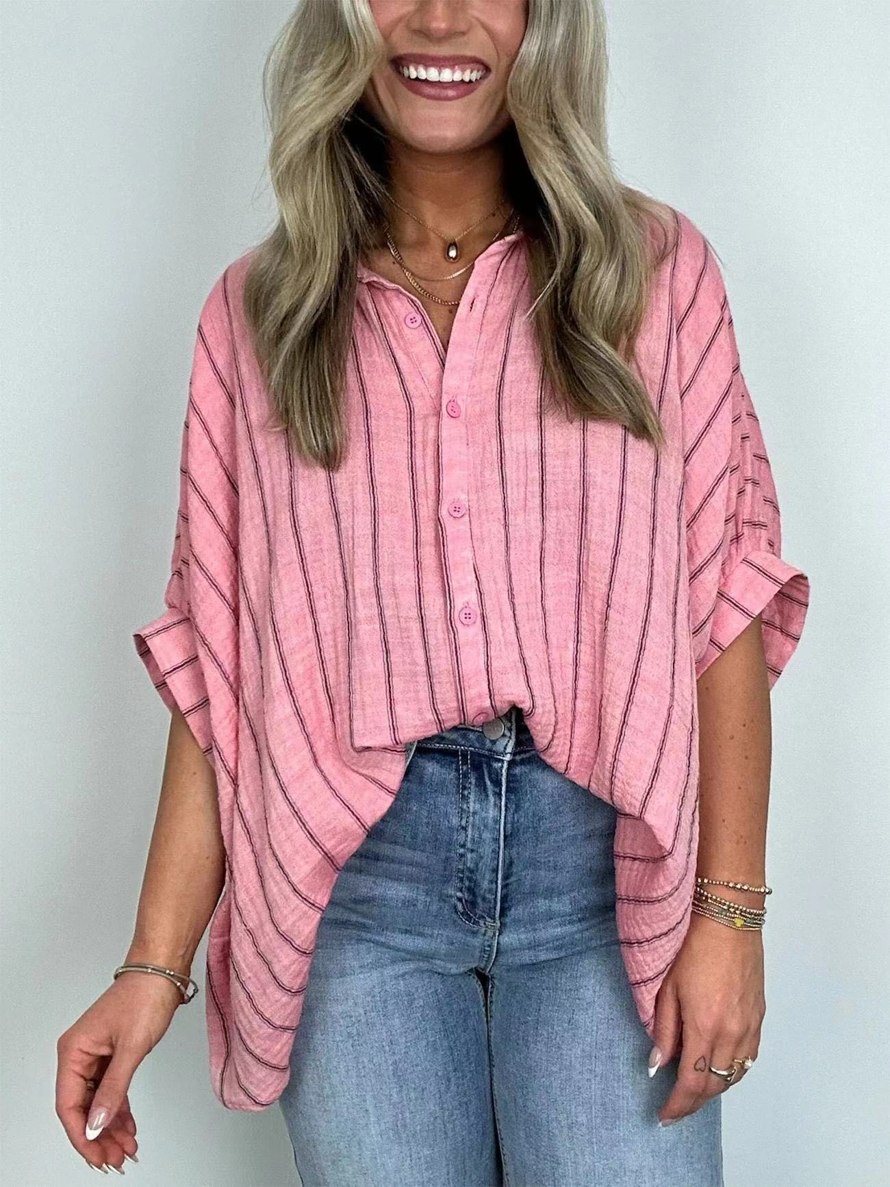 Striped Printed Loose Casual Shirt