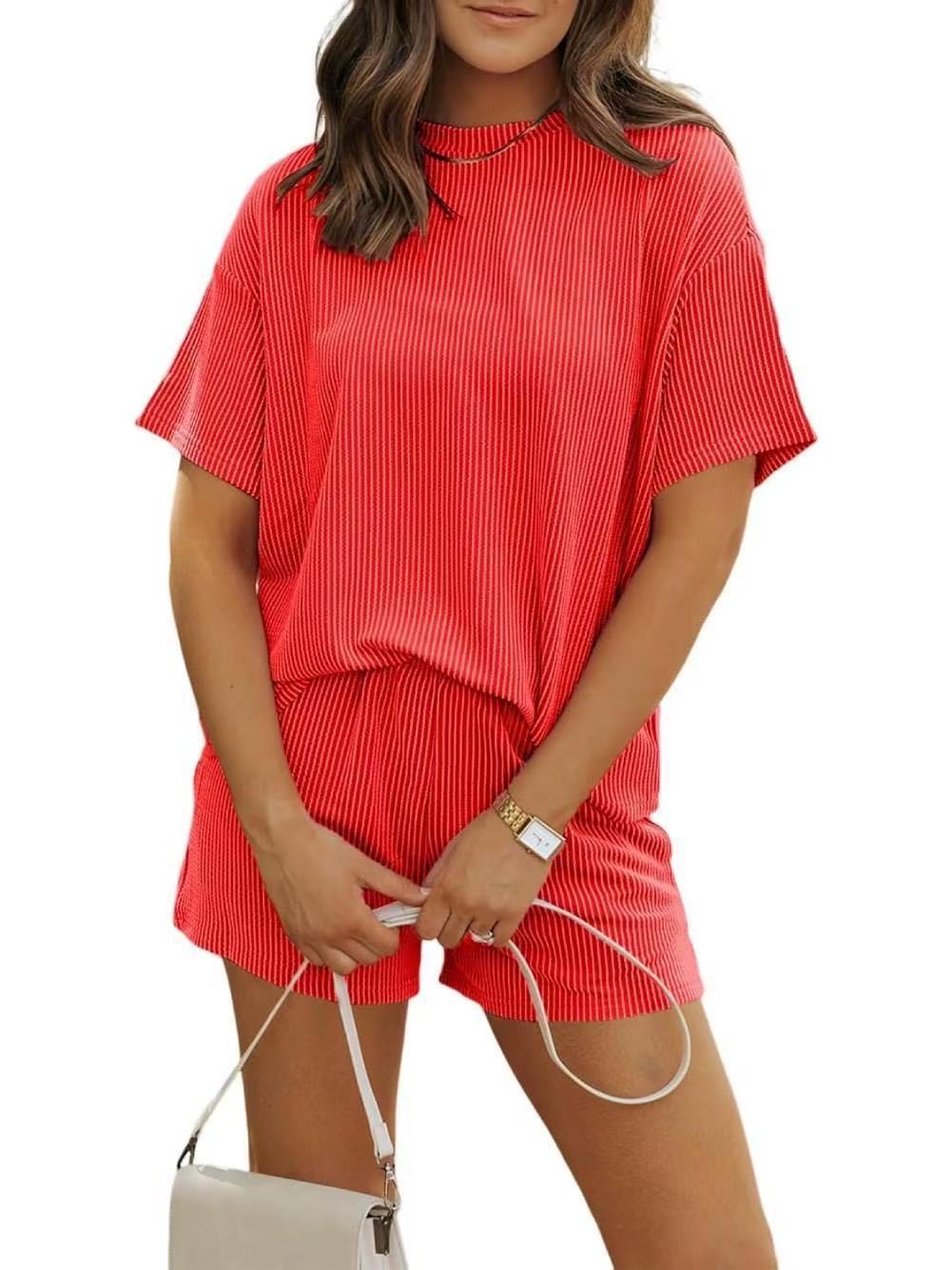 New Casual Striped Round-Neck Suit