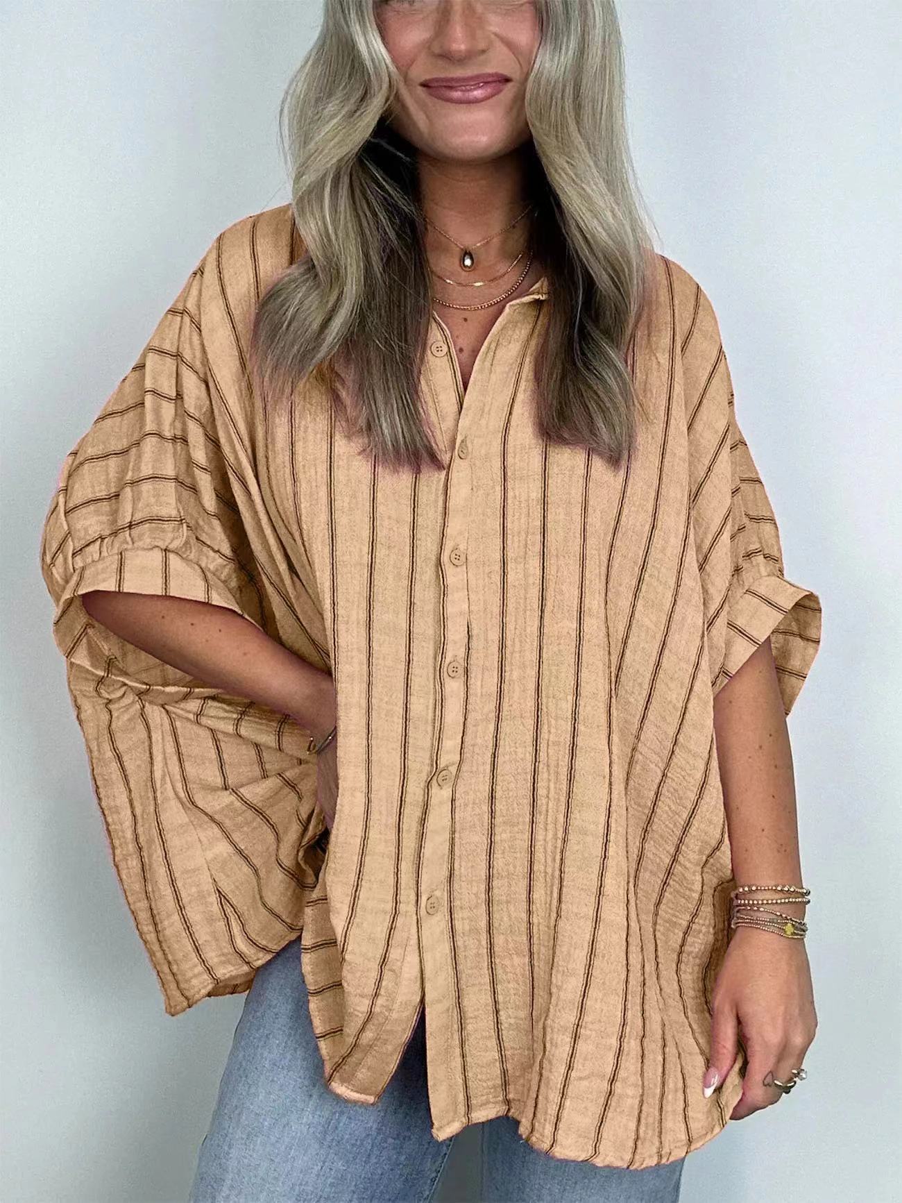 Striped Printed Loose Casual Shirt