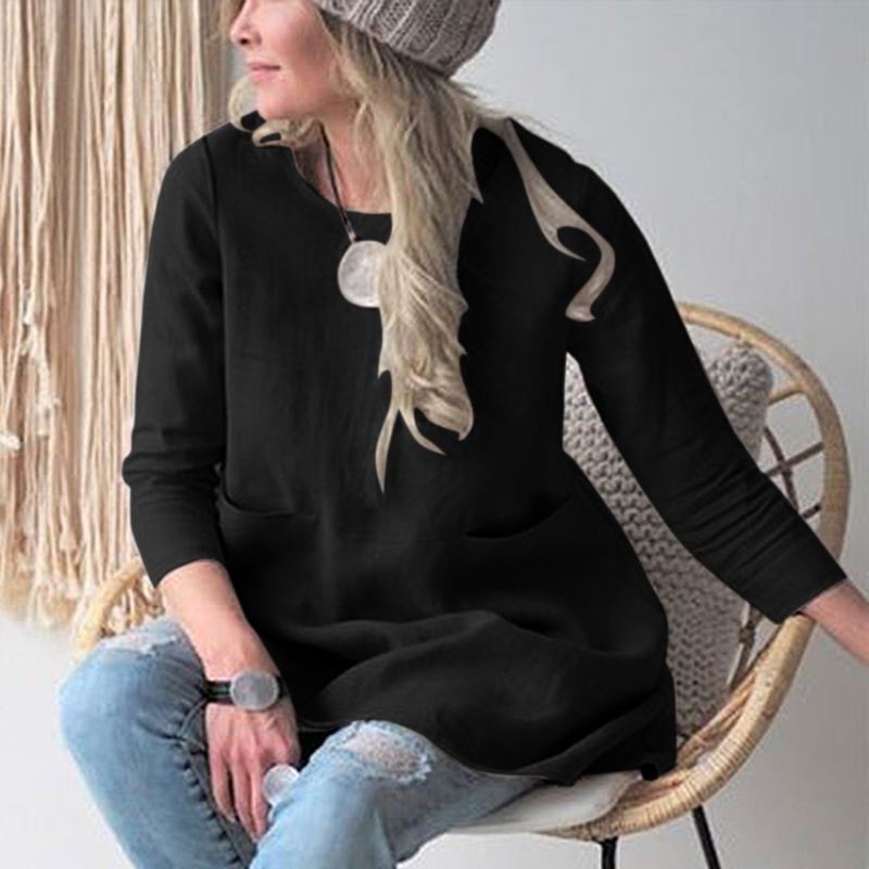 2024 spring and summer new loose round neck three-quarter sleeve cotton and linen dress