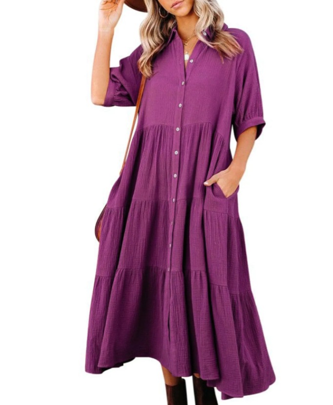 New Medium And Long-Sleeved Shirt Dress