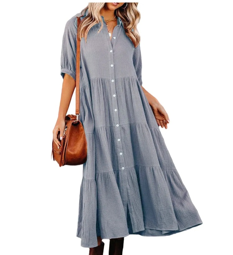 New Medium And Long-Sleeved Shirt Dress