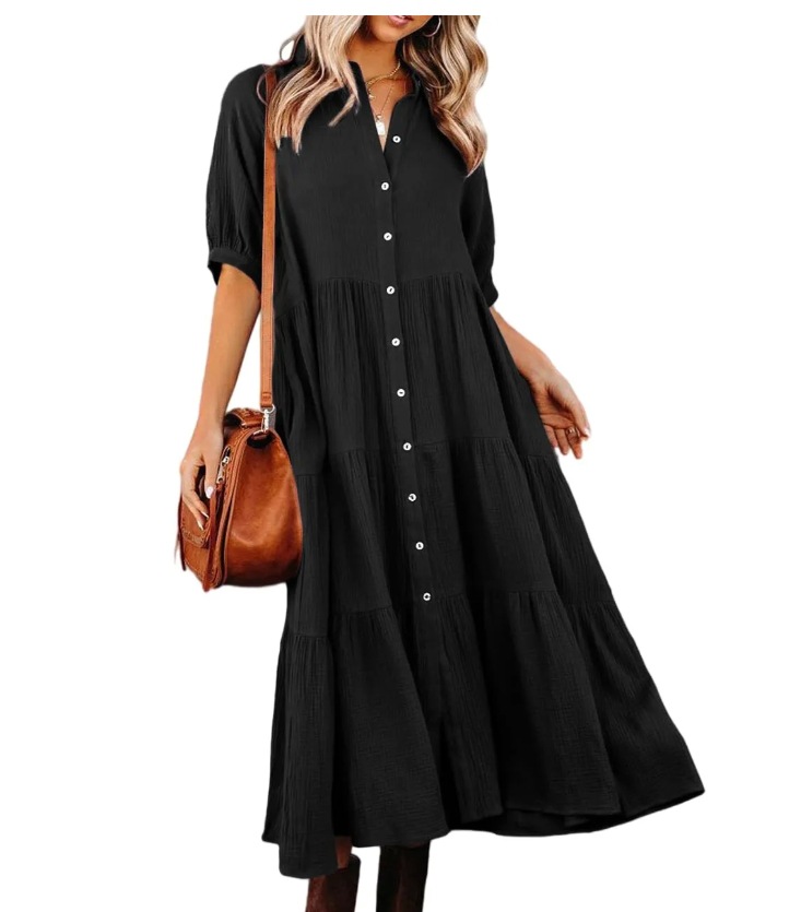 New Medium And Long-Sleeved Shirt Dress