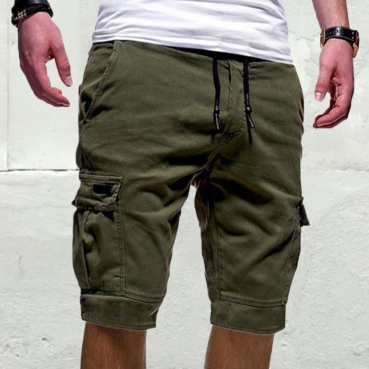 Summer Men's Short Workwear With Multiple Pockets