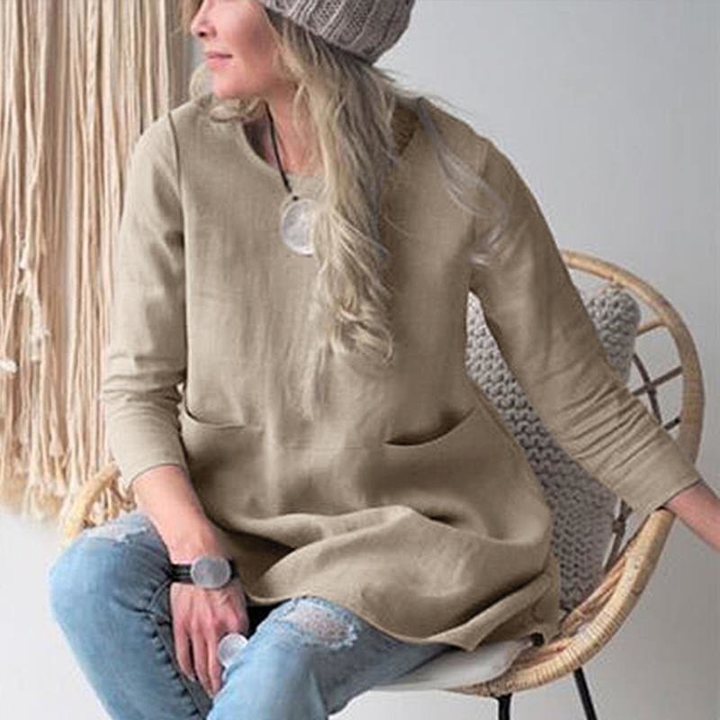 2024 spring and summer new loose round neck three-quarter sleeve cotton and linen dress