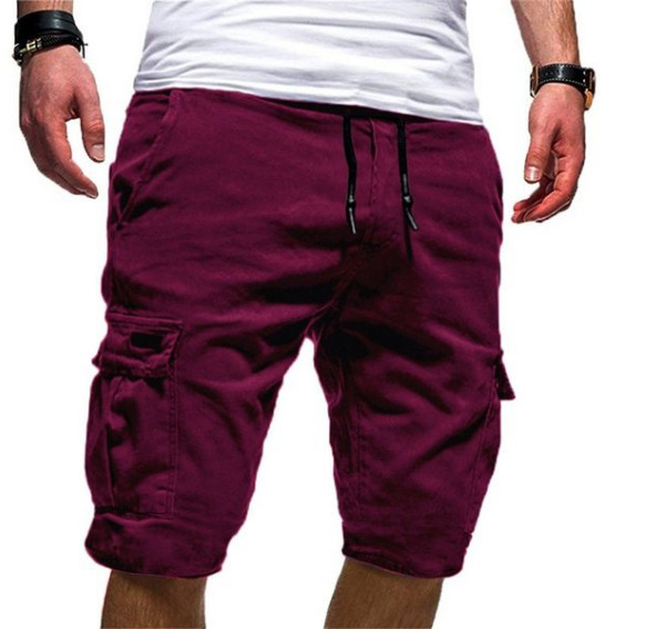 Summer Men's Short Workwear With Multiple Pockets
