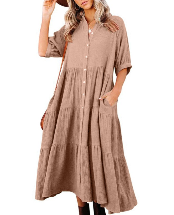 New Medium And Long-Sleeved Shirt Dress