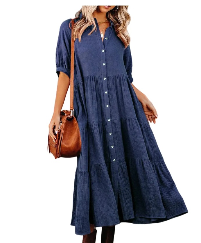 New Medium And Long-Sleeved Shirt Dress