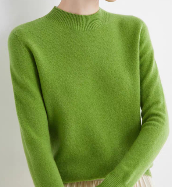 2024 Semi-turtleneck cashmere solid color all-in-one sweater