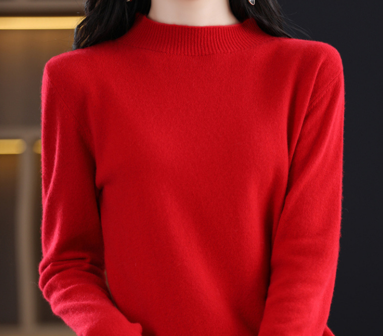 2024 Semi-turtleneck cashmere solid color all-in-one sweater