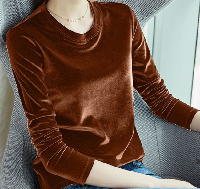 2024Fall/Winter plus size loose velour thermal top