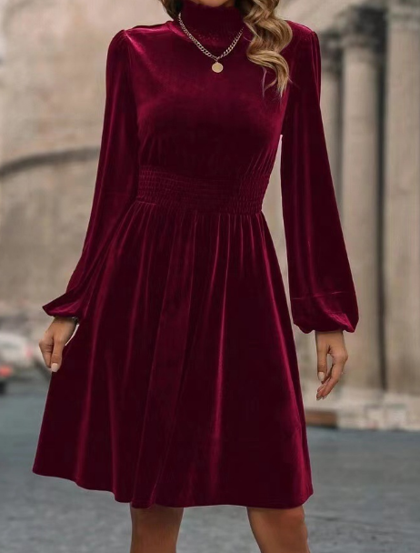 2024 Autumn/Winter Party velvet long-sleeved dress