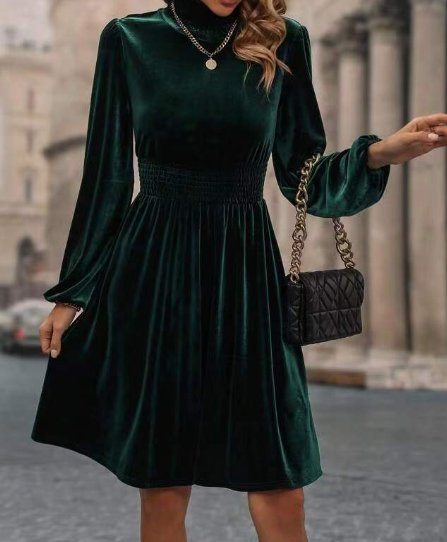 2024 Autumn/Winter Party velvet long-sleeved dress