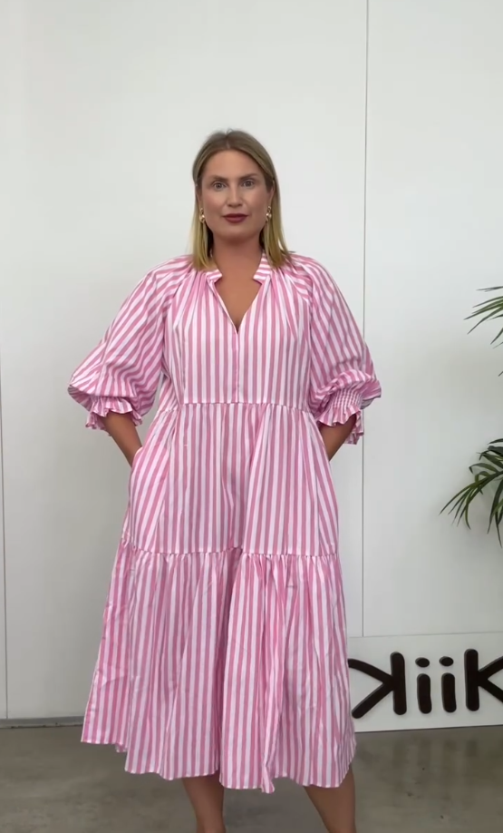 Casual V-Neck Checkered Chiffon Dress