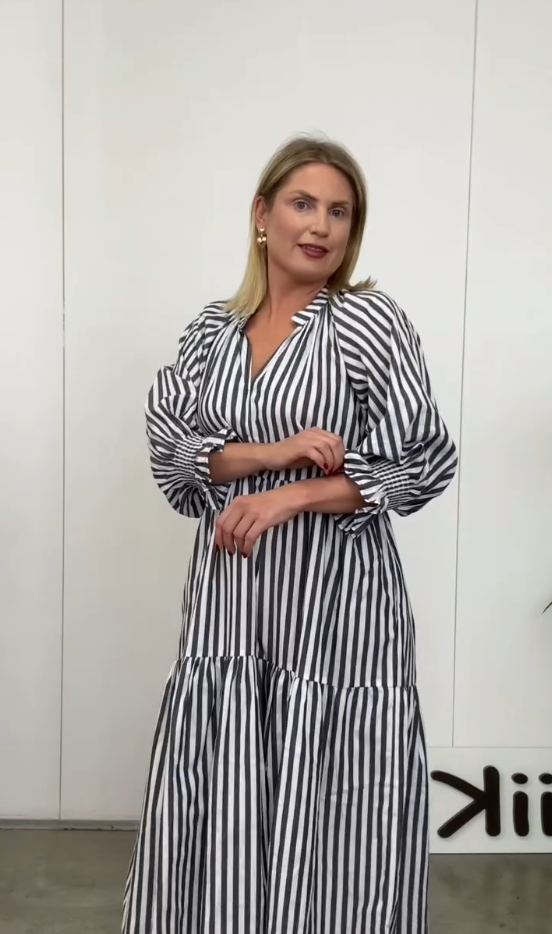 Casual V-Neck Checkered Chiffon Dress