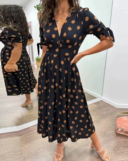 Women's New Ice Silk V-Neck Dress