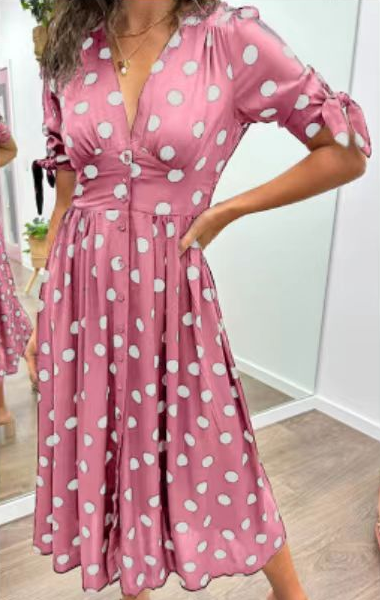 Women's New Ice Silk V-Neck Dress