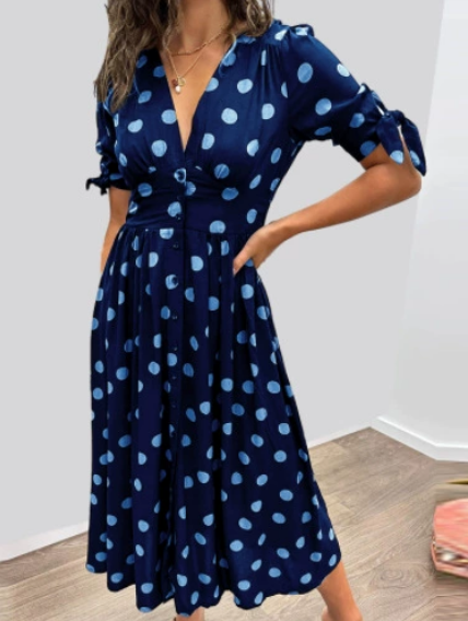 Women's New Ice Silk V-Neck Dress