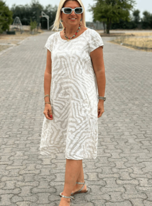 Casual Retro Round-Neck Leopard Print Dress