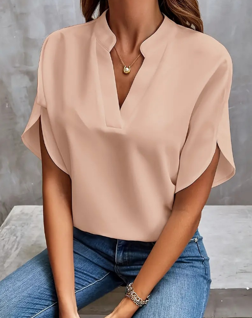 Casual V-Neck Loose Ice Silk Shirt