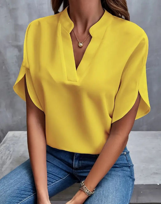 Casual V-Neck Loose Ice Silk Shirt