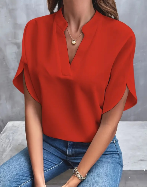Casual V-Neck Loose Ice Silk Shirt