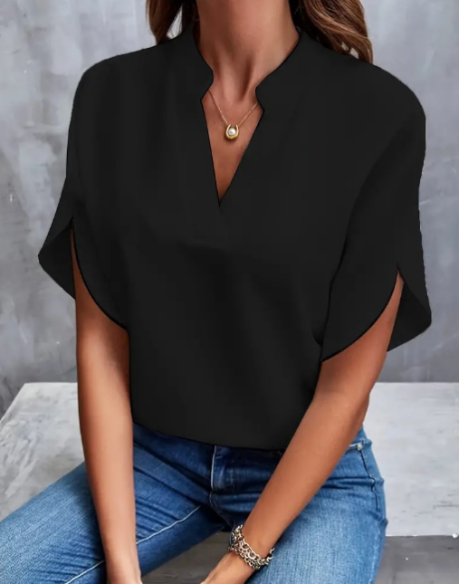Casual V-Neck Loose Ice Silk Shirt
