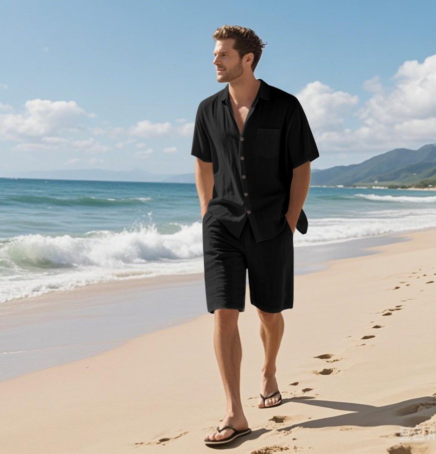 Casual Loose Cotton and Linen Cardigan Set