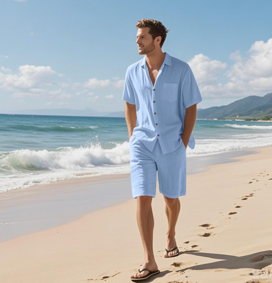 Casual Loose Cotton and Linen Cardigan Set