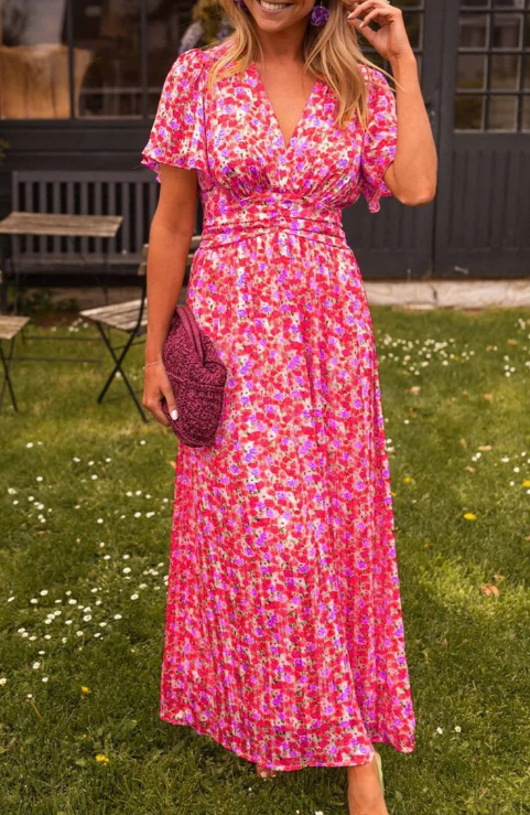 Women's V-neck Floral Beach Dress