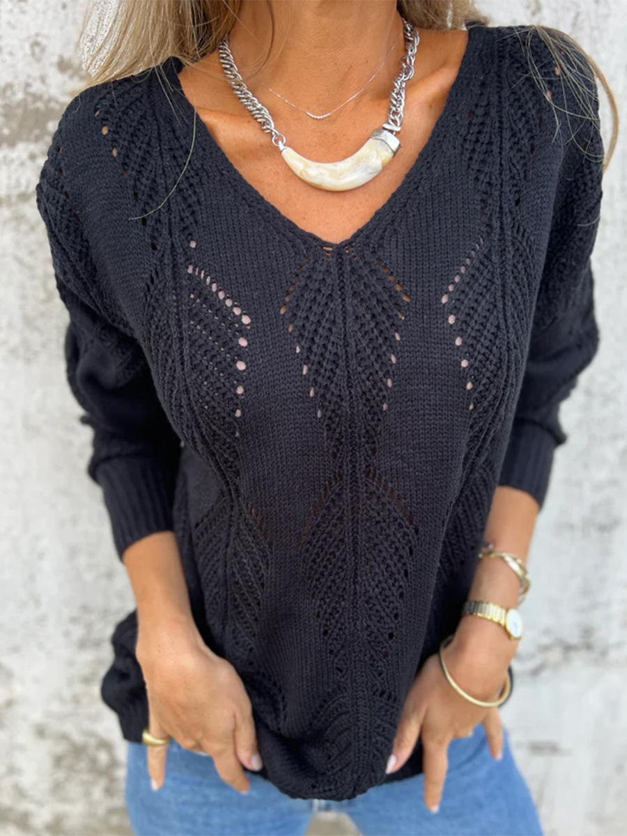 Leaf Knit Reversible Button Sweater