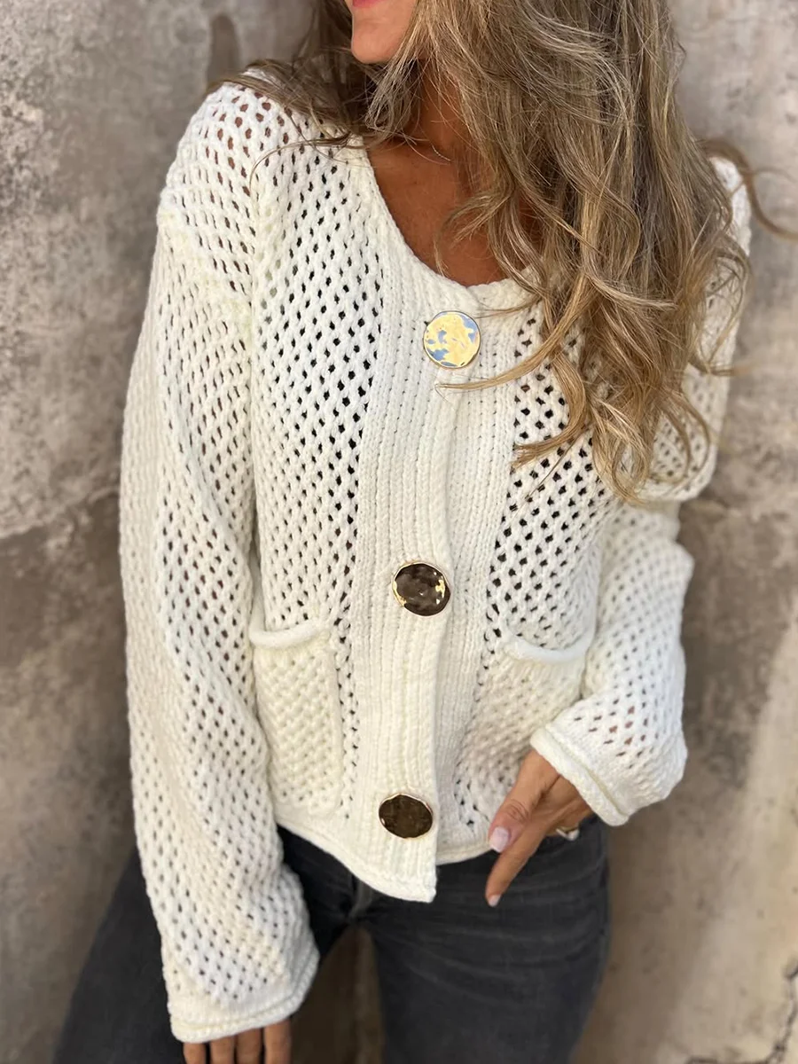 Coin Button Cardigan Sweater