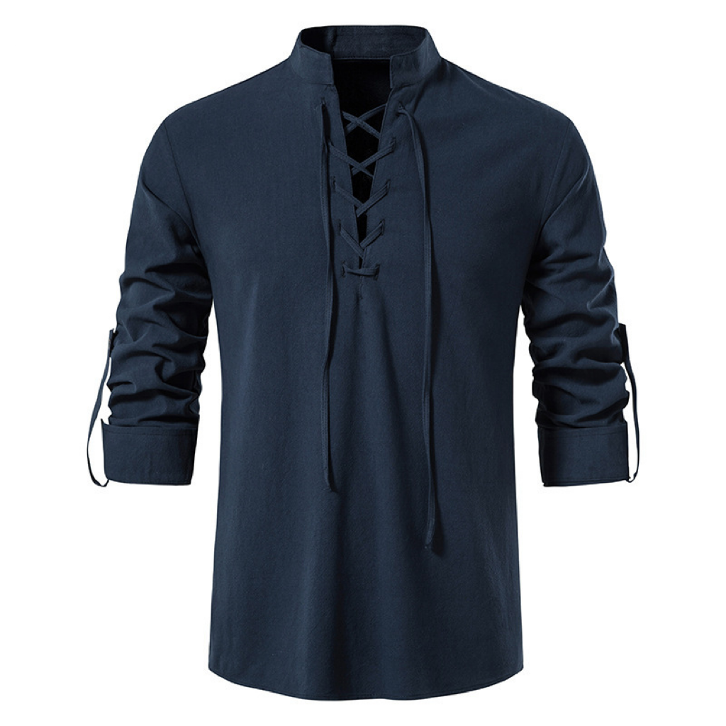 2025 Casual beach stand collar long sleeve shirt