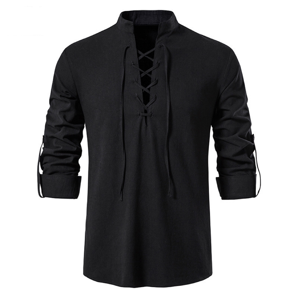 2025 Casual beach stand collar long sleeve shirt