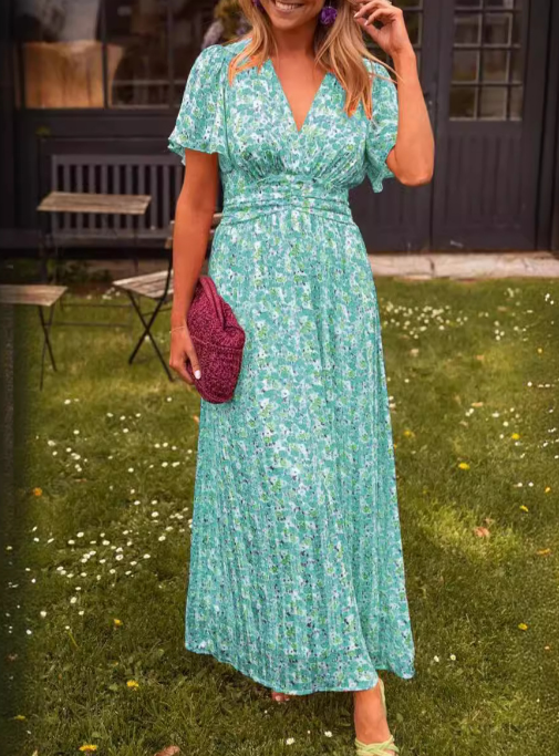 Women's V-neck Floral Beach Dress