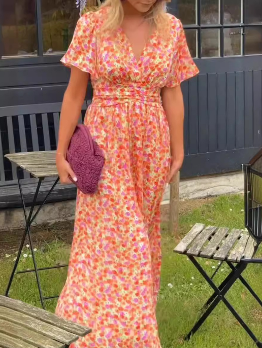 Women's V-neck Floral Beach Dress